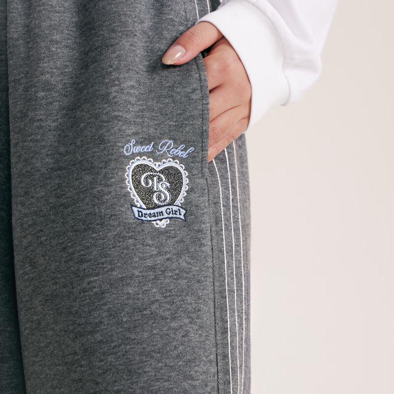 DEESHA Girls' Straight-Leg Pants with Heart Embroidery