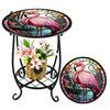 Butterfly Pattern Table Outdoor Side Table Round Small Mosaic Bird Patio Accent Indoor End Plant Coffee Tea for Yard Porch Garden Living Room,