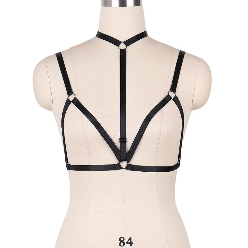 Bangdaerge Women Sexy Goth Lingerie Elastic Harness Bras O0198