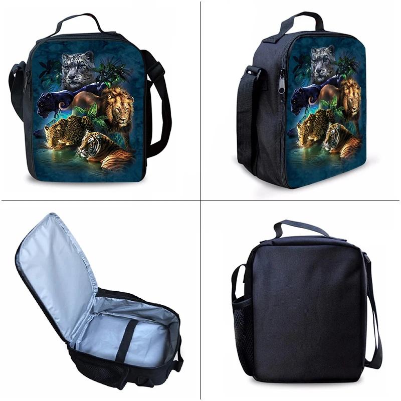 Tierwelt Biest Dreiteiliges Set Rucksäcke für Jungen und Mädchen Beste Geschenke 2D Flacher Cartoon Schulrucksack für Kinder
