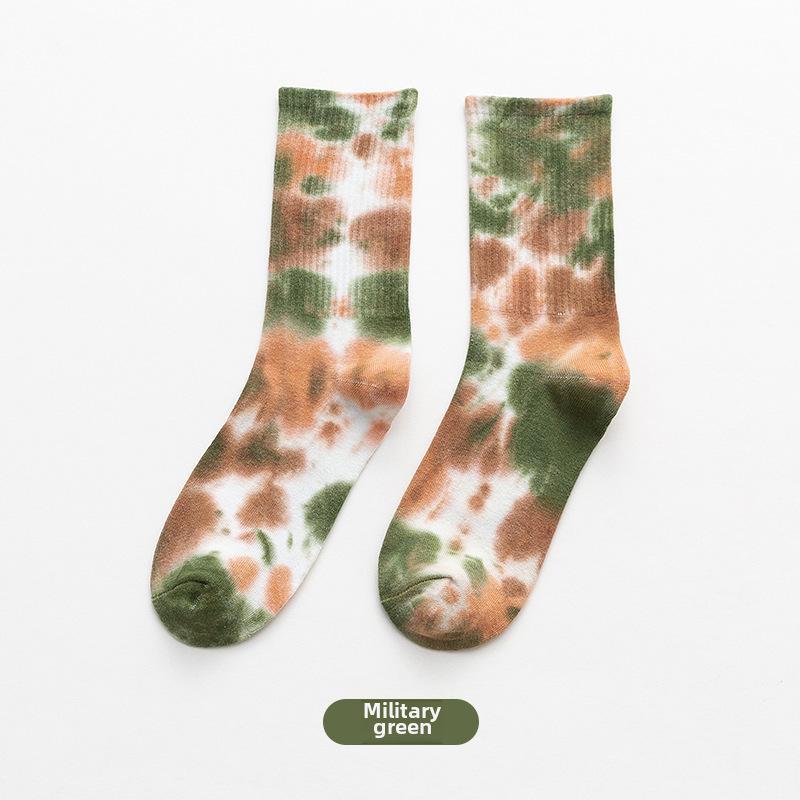 Gradient Tie-Dye Mid-Tube Cotton Socks - Women's Street Fashion & Sport Trend