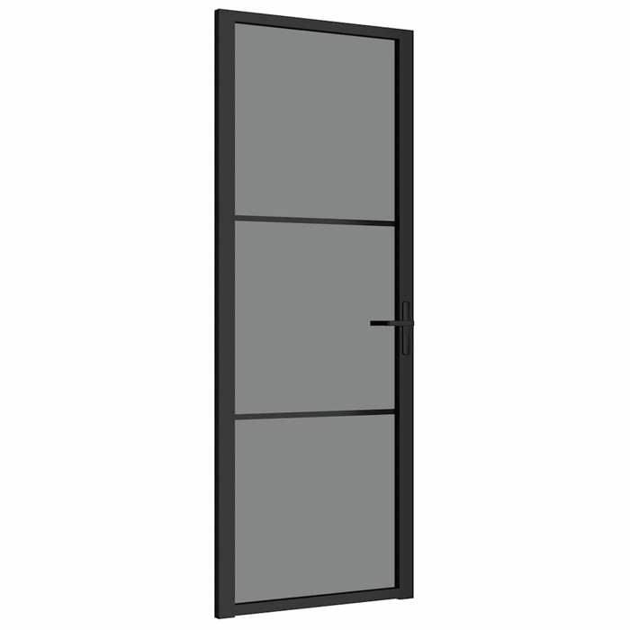VidaXL Porte intérieure 76x201,5 cm Noir Verre ESG et aluminium 350560