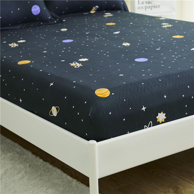 1pcs Mattress Cover Printed Fitted Sheet Four Corners with Elastic Band Bed Sheet (Without Pillowcase)