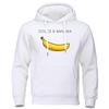 Unisex Hooded Sweatshirt With Banana Print Casual Streetwear Loose Fit Cotton-Lined Pullover Fall