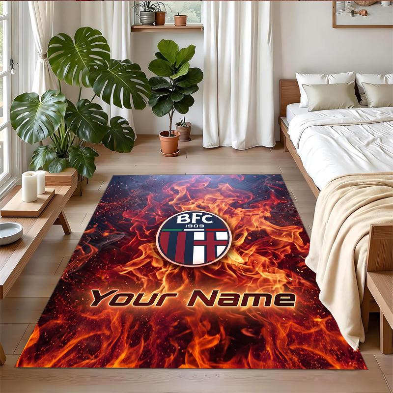 Crystal Velvet Rug Custom Name Text, Soft Non Slip Floor Mat Home DecorBologna FC