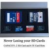 SD Card Holder Case, TF Memory Card Holder Case Aluminum Alloy Hard Shell,6 In 1 Capacity for 2SD Cards and 4TF Cards(6 Slots)
