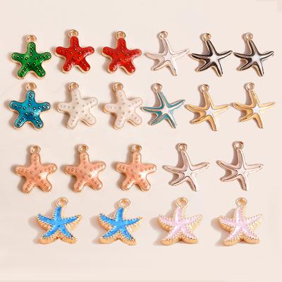 Leslie 10pcs Mix Cute Enamel Marine Organism Starfish Charms Pendants of Necklace Earrings Keychain Handemade DIY Jewelry Making