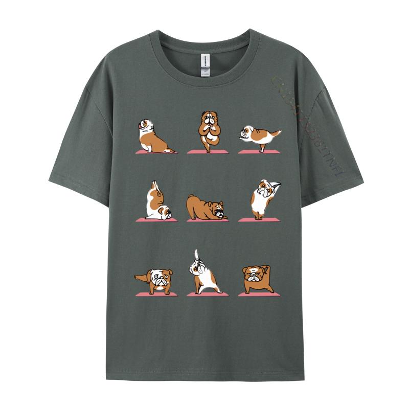 Englische Bulldogge Yoga Vintage T-Shirt Schwarzes T-Shirt Gutscheine Geburtstag Herren T-Shirt Slim Fit Grafik-T-Shirt Baumwolle