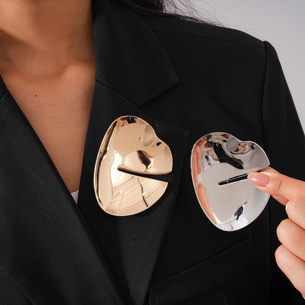 Artistic Abstract Geometric Brooch Alloy Glossy Irregular Shape Tarnish Resistant Versatile Pin Smooth Touch for Daily Wear