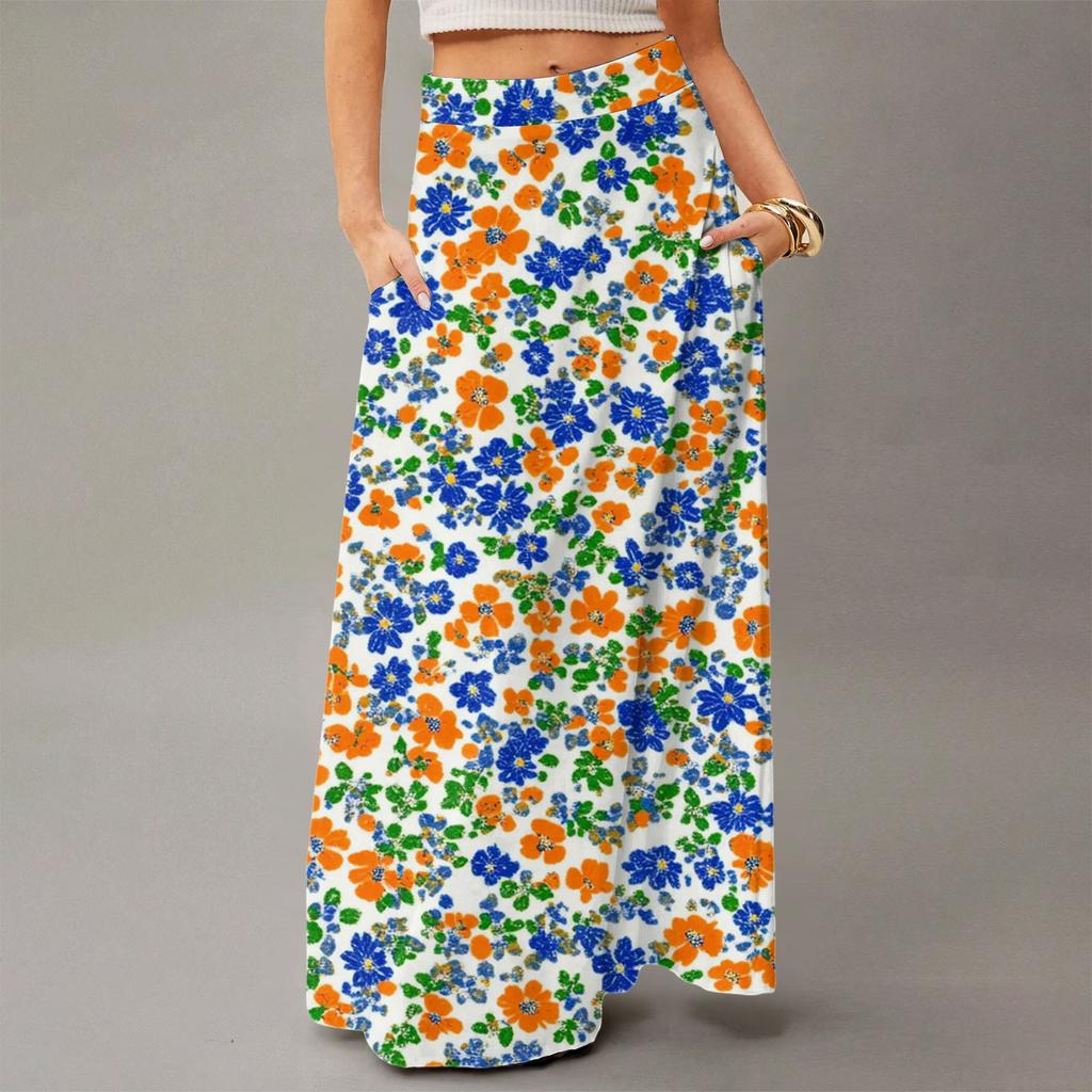 Abito Maxi Fluido da Donna Regolare Casual Estivo Stampa Floreale Bohemien Gonna