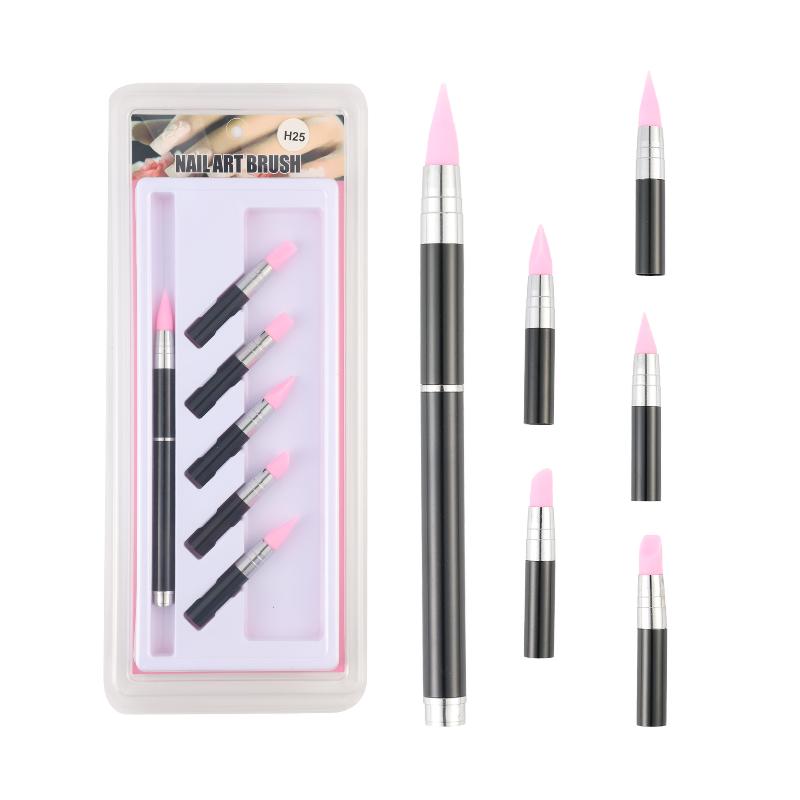 

1Set Nail Art Pen Silicone Carving Flower Sculpting Pen Adjustable Glue Stick Embossing Brush Professional Manicure Pen