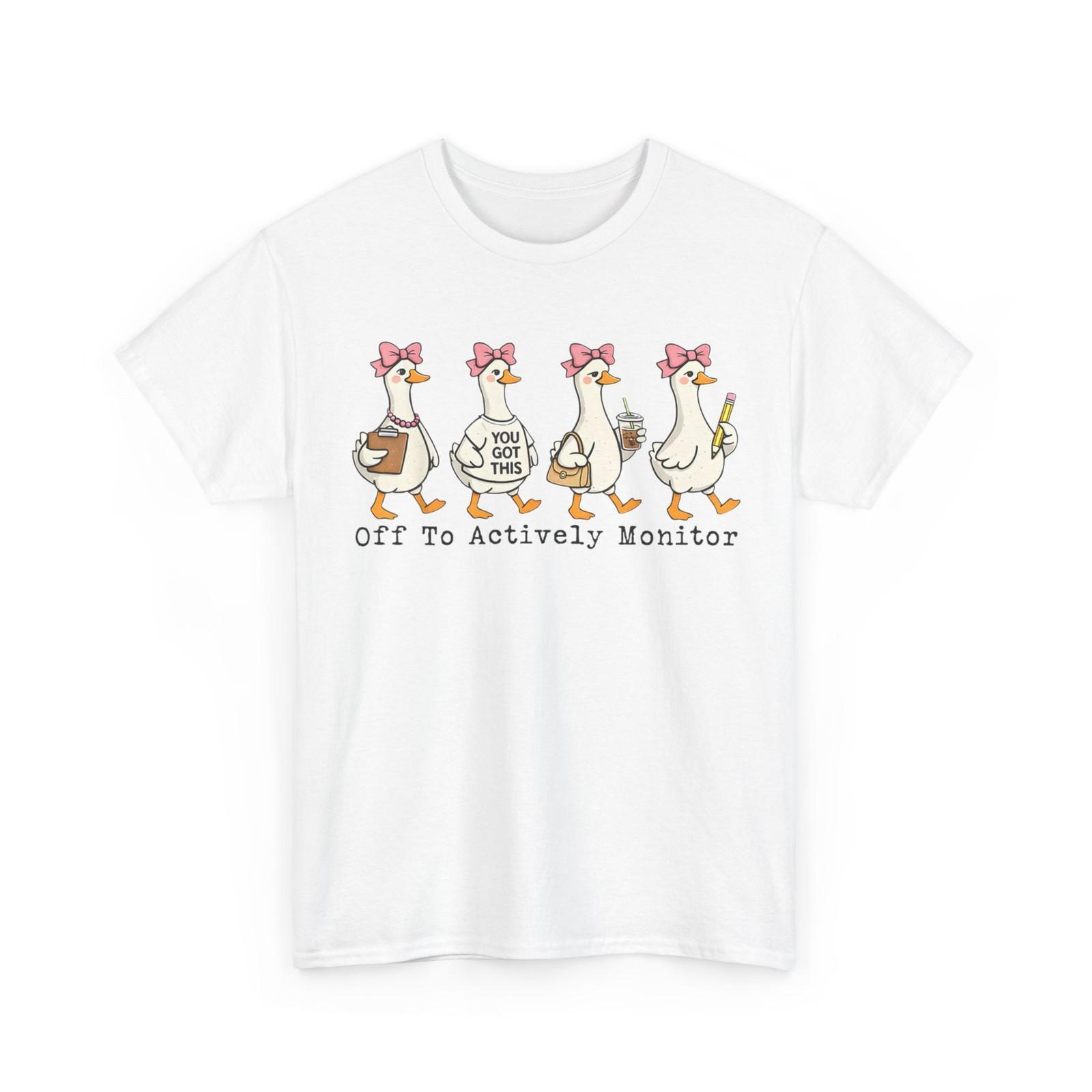 Off to Actively Monitor Teacher Shirt, Testing Day Goose Funny T-Shirt M