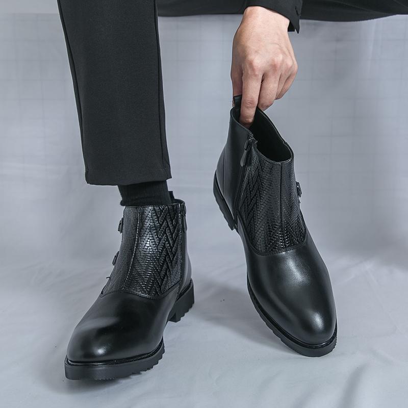 Men’s High Boots Dress Formal Retro Brown Ankle Boots Black Tuxedo Wedding Shoes Plus Size