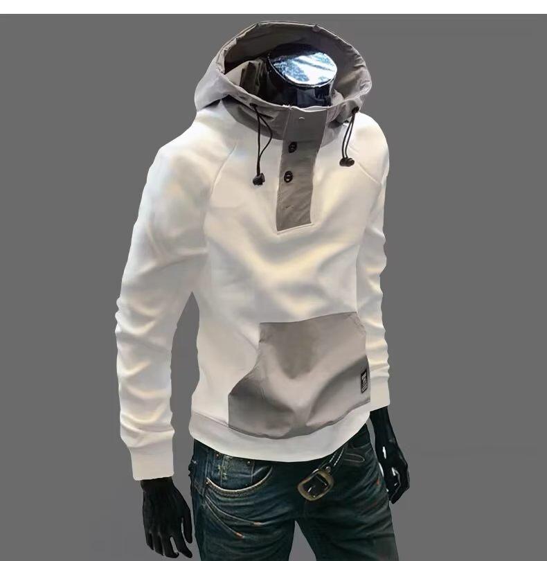 Men's Trendy 2024 Patchwork Hooded Sweatshirt - Spring & Autumn Collection