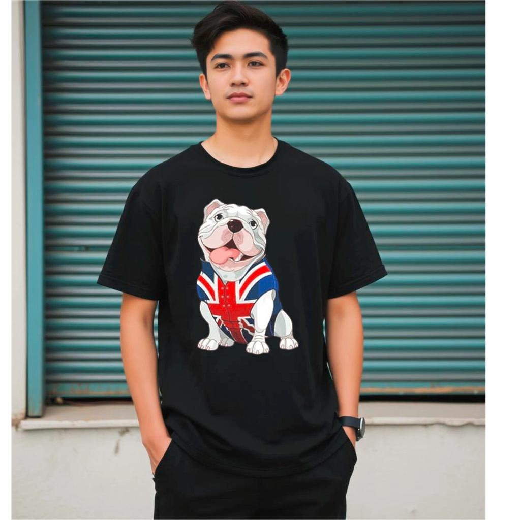 British Bulldog Mens T-Shirt, Union Jack Pet Britian Dog Lover Tee Gift