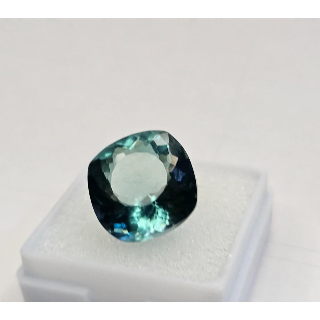 Certified Natural Teal Blue Tourmaline Cushion Cut 12-13 Ct Stunning Gemstone