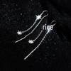 Beixi S925 Sterling Silver Star Tassel Earrings - Simple, Fashionable, Long Ear Cuffs with Versatile Personality