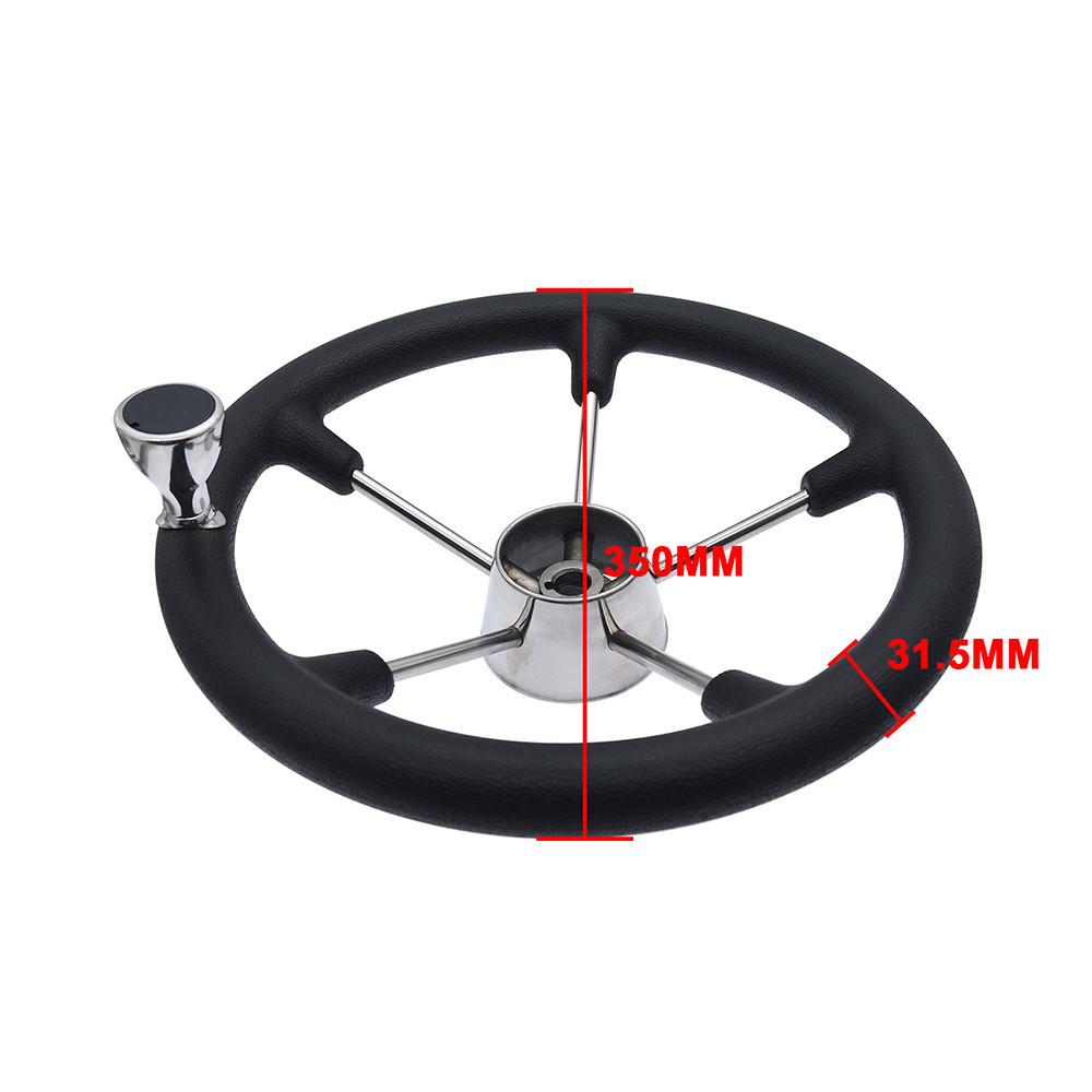 Stainless Steel Boat Steering Wheel with Black Polyurethane Foam 5-Spoke Non-Slip Anti-Sweat Marine Accessories