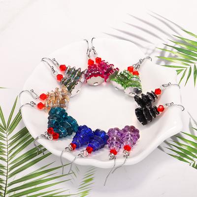 1 Pair of Charm Unique Multi-color Creative Fashion Personality Christmas Tree Drop Earrings Women’s ChristmasZircon Gifts