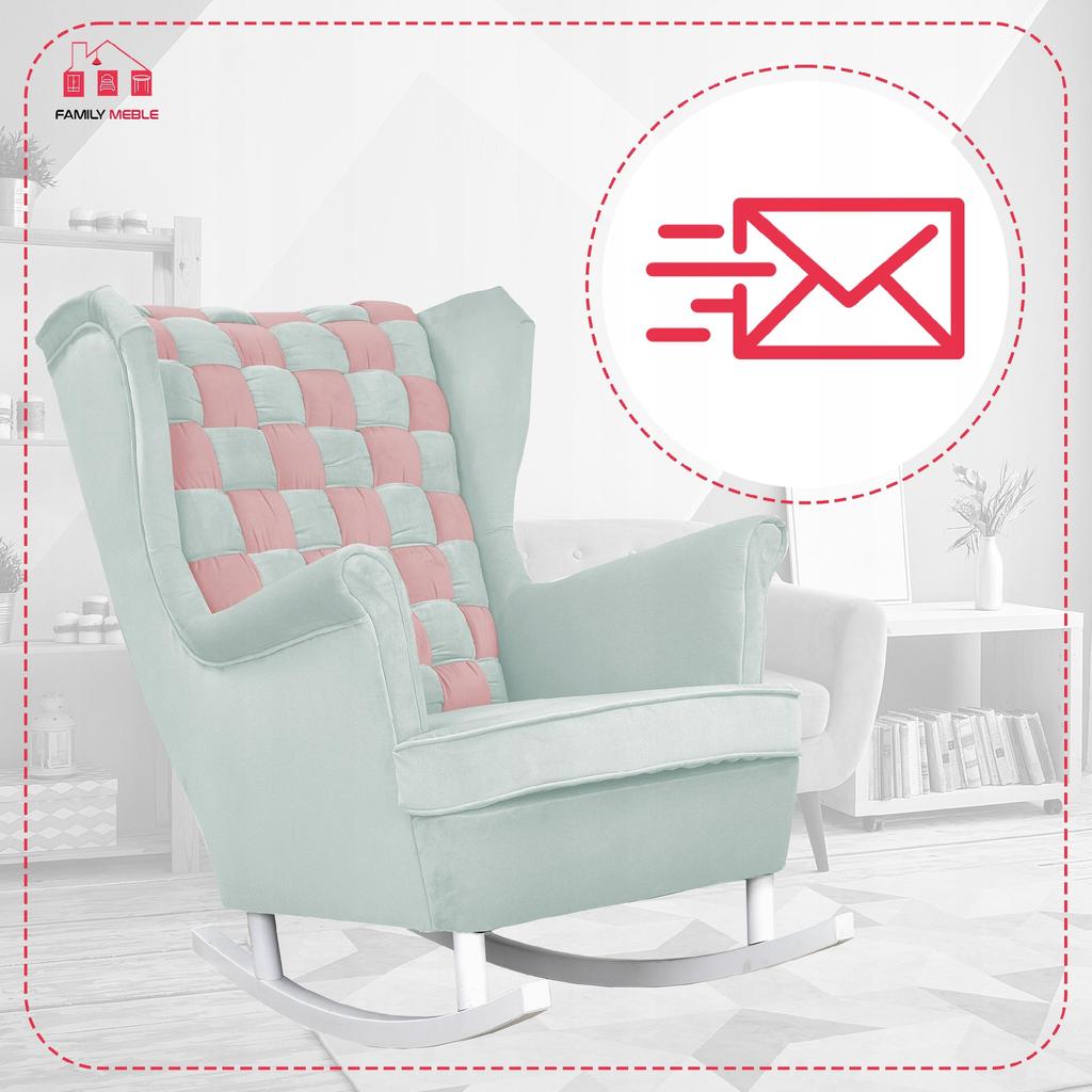 Rocking Chair Carol Duo Family Furniture Pink Blue Checkerboard Velvet