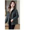 Red Loose Fit Short Puffer Coat for Women Winter Fashion Lightweight Slimming Cotton Jacket