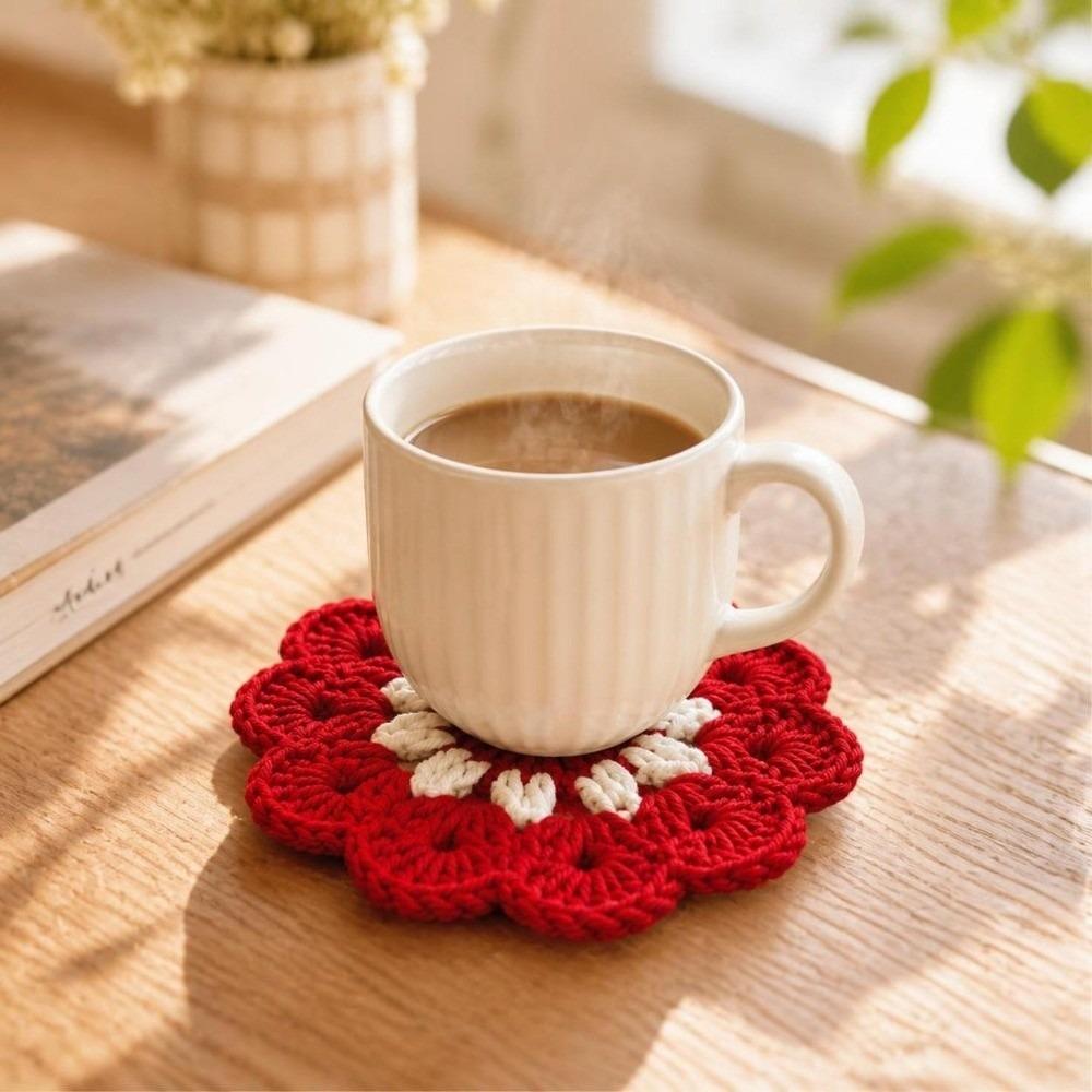 Heat Resistant Trivet Mats Knitted Mug Mat Ins Style Crochet Flower Coasters  Coffee Cup Use