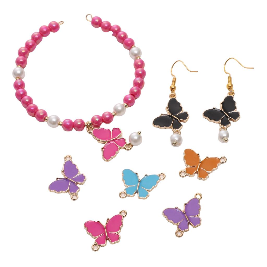 5Pcs Alloy Drip Oil Double Hanging Butterfly Charms Pendant For Women Kids Necklace Bracelet DIY Jewelry Making Accessories