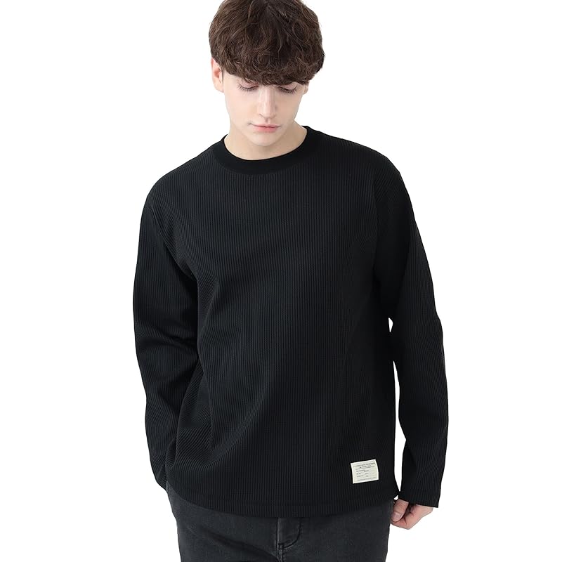 

[Beams Heart] L/S TEE waffle long sleeve cut and sew men s BLACK S