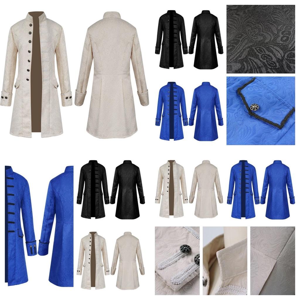 Retro Gothic Victorian Uniform Tailcoat Jacket For Men