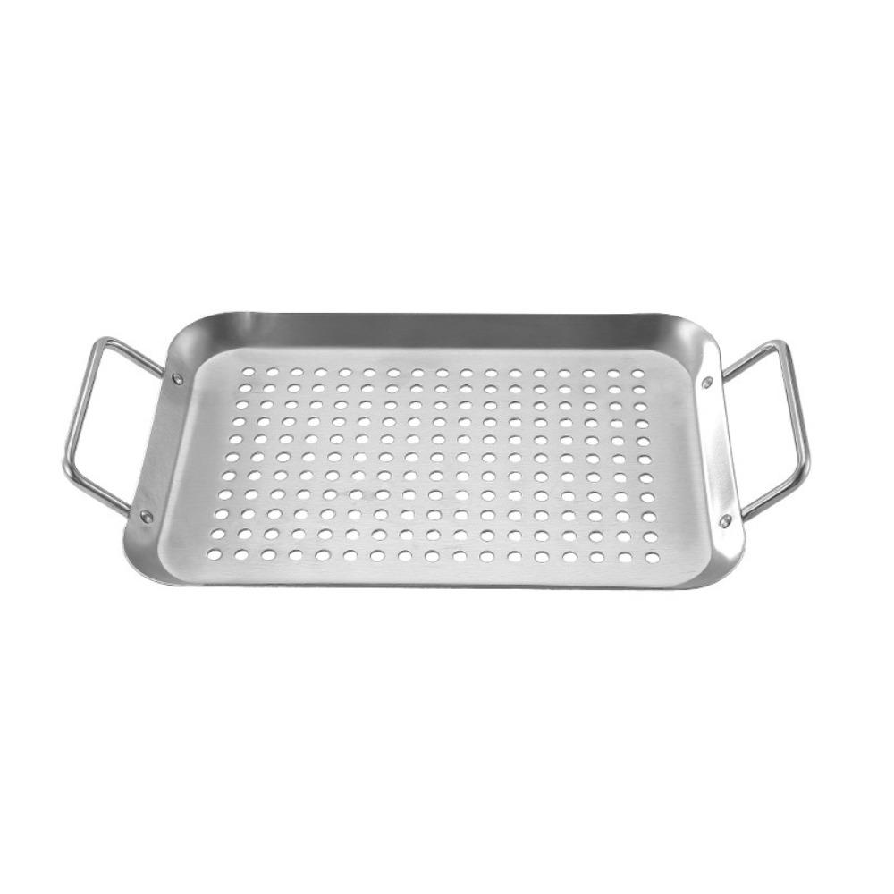 Non-stick Stainless Steel Grilling Tray Double Handle Noodle Strainer  Kitchen Tool