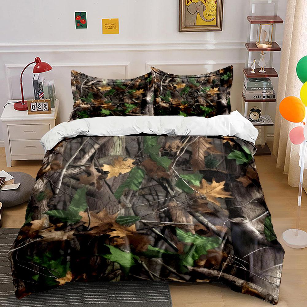 Camouflage Three-Piece Set Outdoors Soft Skin-Friendly Bedding Set Includes 1 Duvet Cover And 2 Pillowcase Gift
