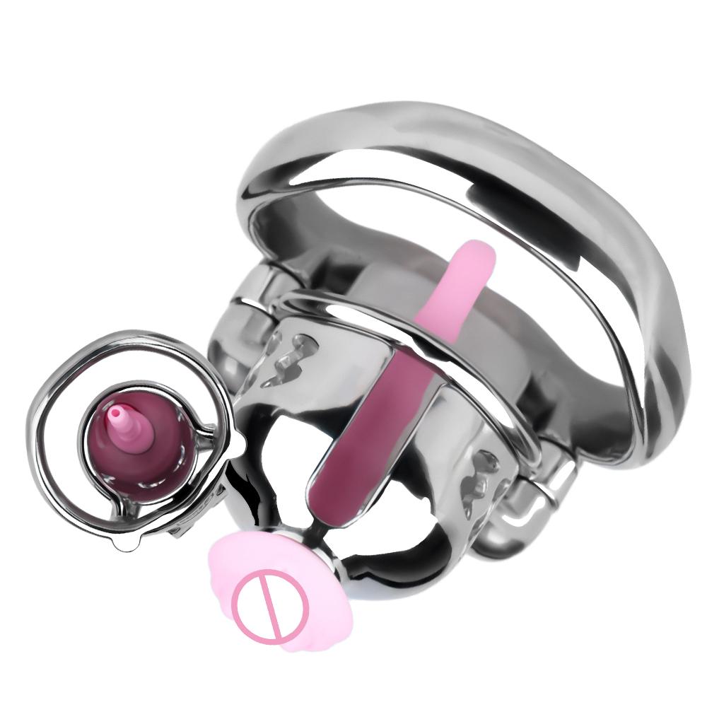 FRKO Male Chastity Cage With Silicone Real Clitoris Urethral Catheter Lockcock BDSM CBT Games Sex Toys For Sissy Men Gays Good