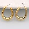 Women's Chunky Open Oval Dangle Earrings for Wedding Party European Vintage Golden Copper Color Geometry Punk Zircon Gift