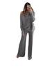 Conjunto de Top de Punto de Manga Murciélago de Color Sólido y Pantalones de Pierna Ancha Otoño/Invierno