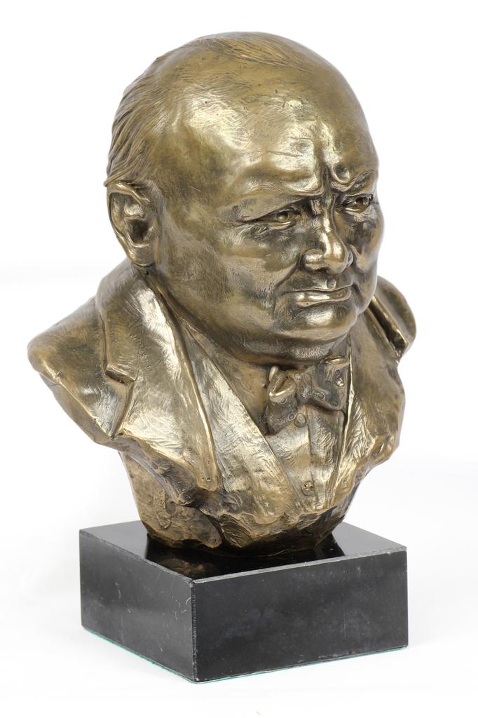 Winston Churchill - marble bust, statuette of a famous person, decoration for office, school, and hotel by the Art-Dog brand