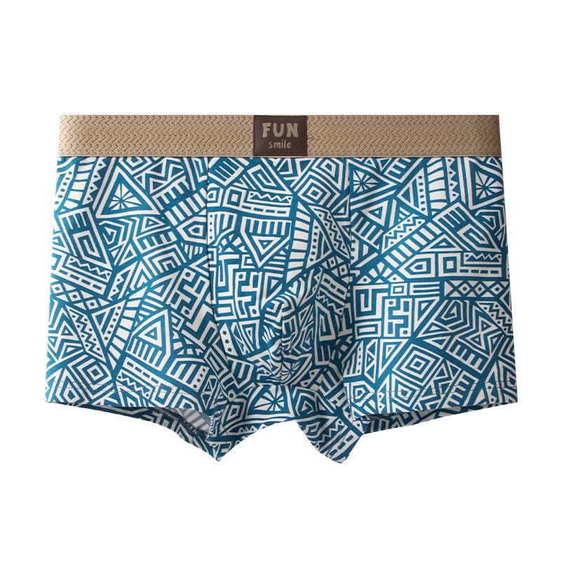 Ethnic Style Men's Pure Cotton Underwear Printed Flat Corner Underwear Summer Breathable Four Corner Underwear