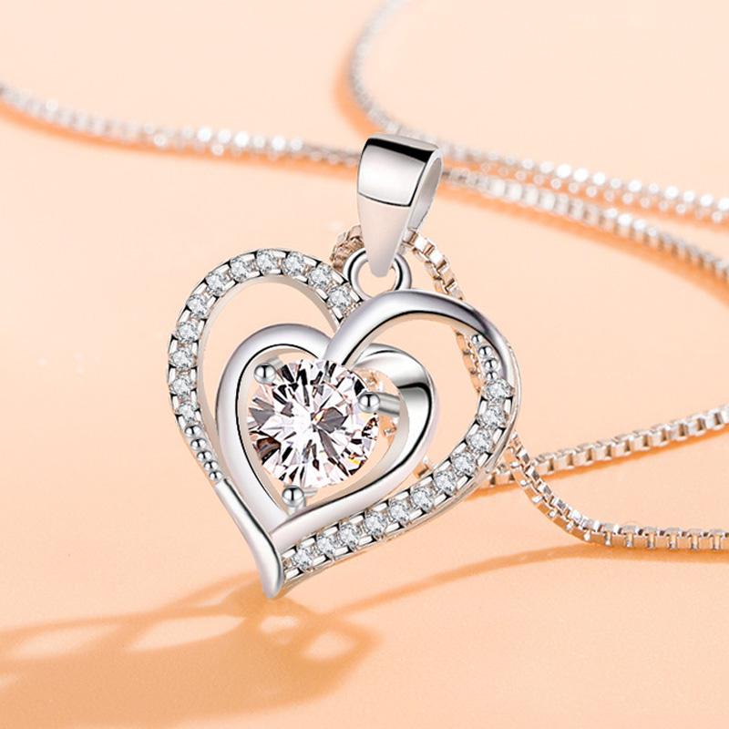 KOFSAC 2022 Fashion  Sterling  Necklaces For Women Gifts Elegant Romantic Love Heart Lady Valentine's Day Jewelry Gifts