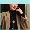 Elegant Korean Fashion Ginkgo Leaf Sweater Necklace With Pearl Pendant For Women
