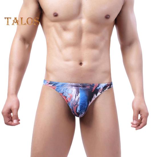 

Мужские треугольные трусы с цветным принтом, объемный карман, средняя талия, отличная воздухопроницаемость, разнообразные цвета, трусы для повседневной носки, сна, работы, путешествий M синий