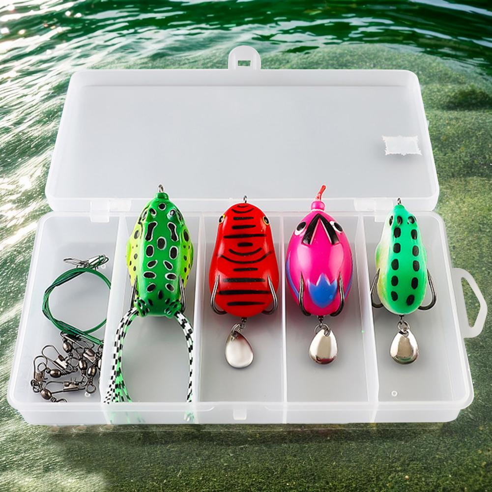 4Pcs Frog Fishing Lures Floating Frog Lures Kit with Spinner Blade Soft Oft Swimbaits Top Water Frog Lures for Salmon Catfish