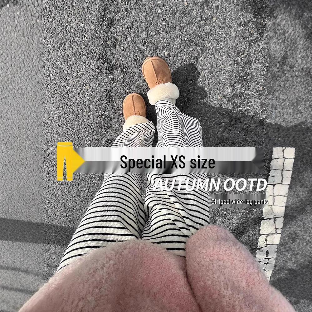 

Women s Fleece-Lined Striped Wide-Leg High-Waisted Pants S (recommended 80-95 lbs)