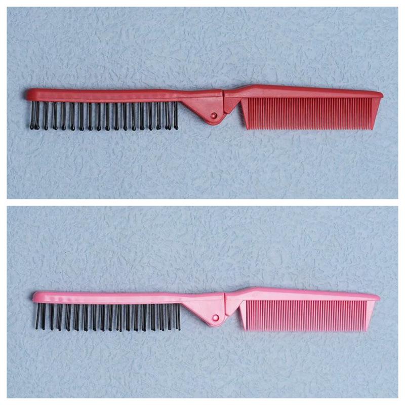 Portable 2-in-1 Foldable Hair Comb: Compact & Cute for On-the-Go Styling