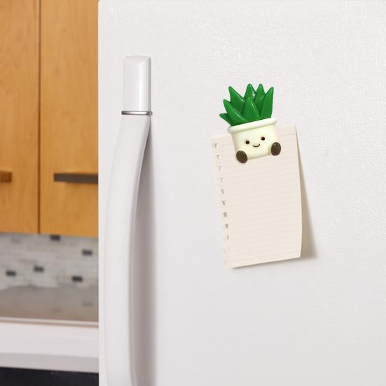 2Pcs Cartoon Potted Plants Fridge Magnet Resin 3D Potted Cactus Aloe Lily Tulip Flower Refrigerator Magnet Kitchen Home Office Decoration