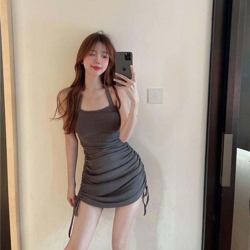 French Design Suspender Neck Dress Women's Summer Pure Desire Style Spice Girl Off-the-shoulder Tight Sexy Hip Skirt