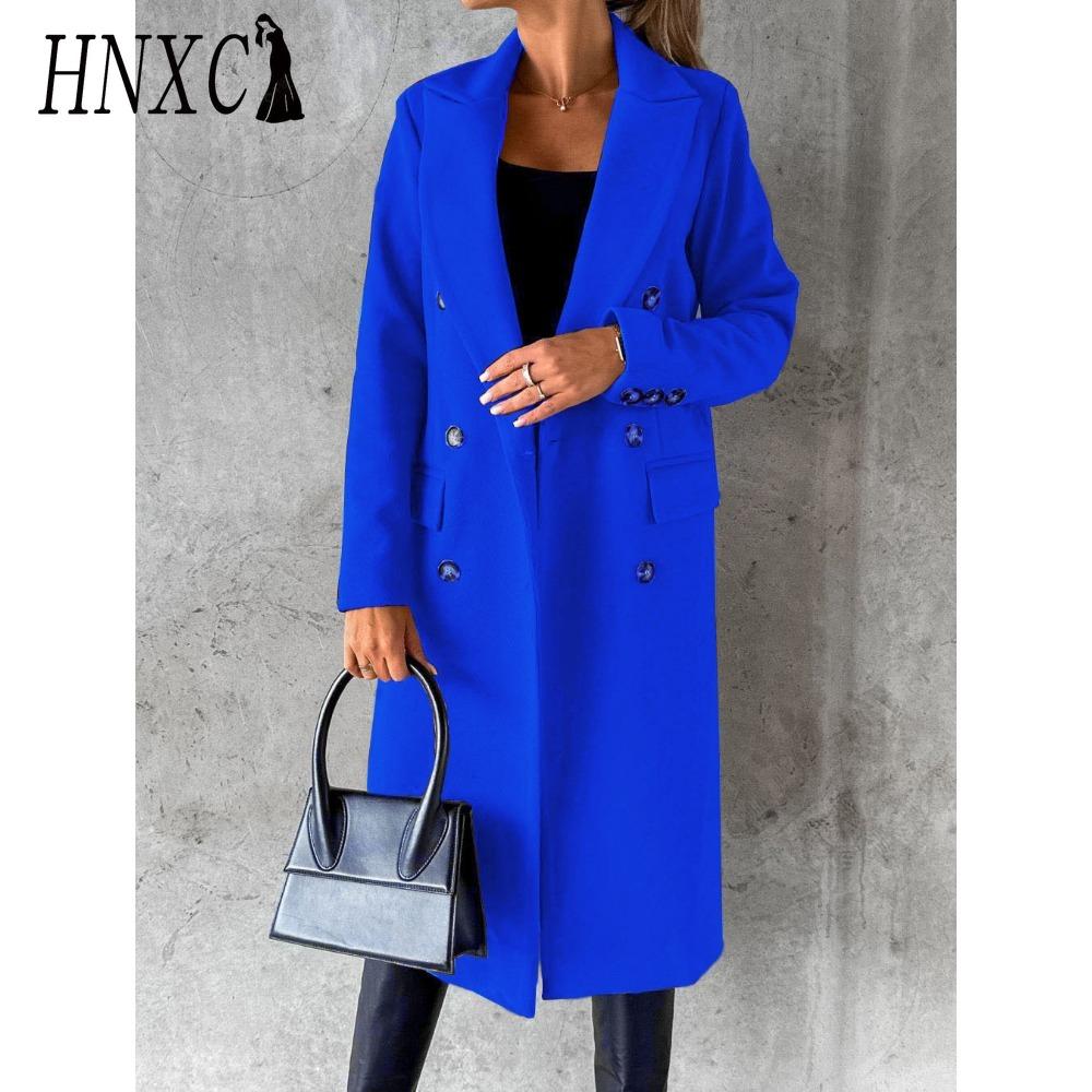 HNXC Damen Vintage Casual Gitterdruck Herbst Winter Langarm Polokragen Jacken & Mäntel