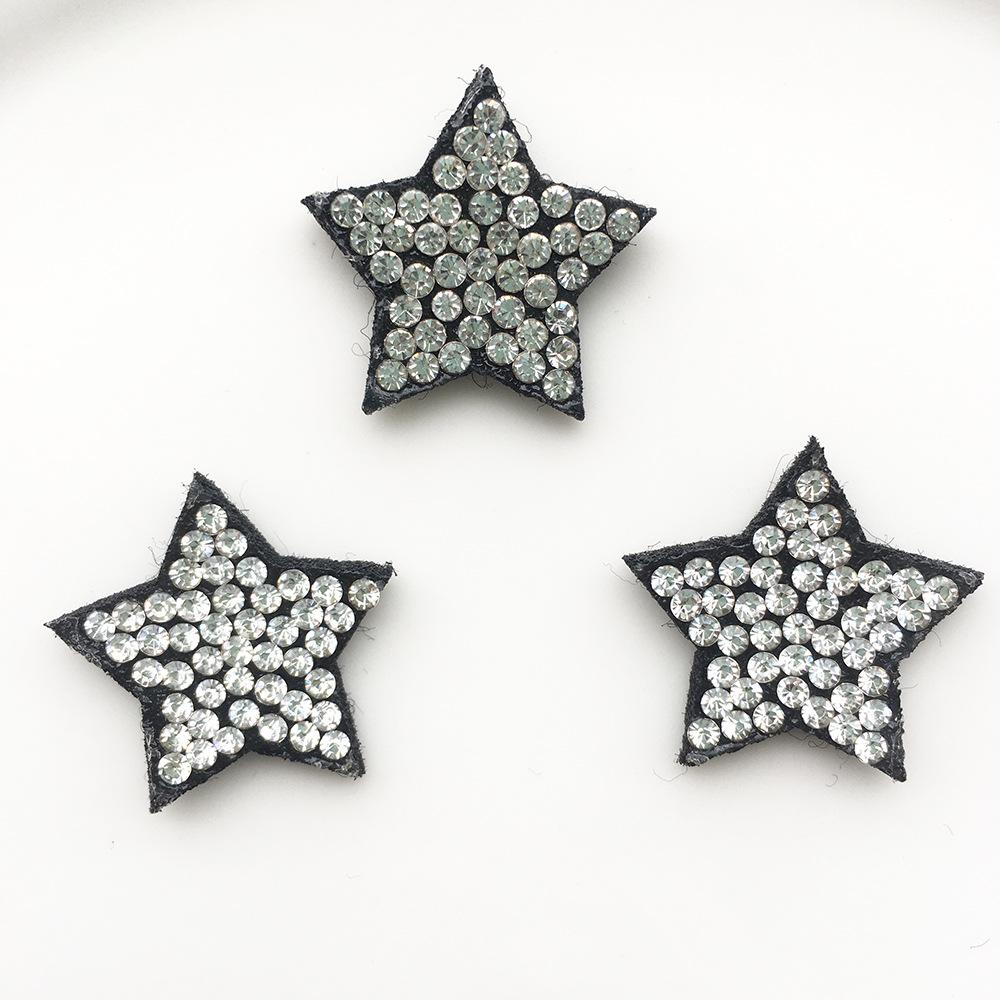 100Pcs Black Star Flatback Stickers Silver Color Rhinestones for DIY Hair Accessories Beads