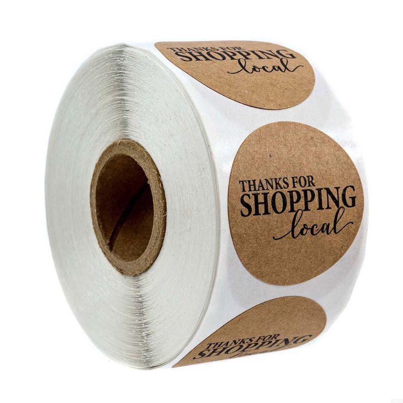 85AD 500pcs Kraft Paper Thanks for Shopping Local Stickers Round Seal Labels Scrapbooking Stationery Decor