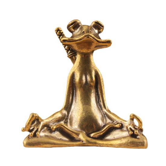 Zen Frog Incense Burner Ornament Retro Copper Animal Sculpture Meditation Statue Incense Holder Desk Decoration