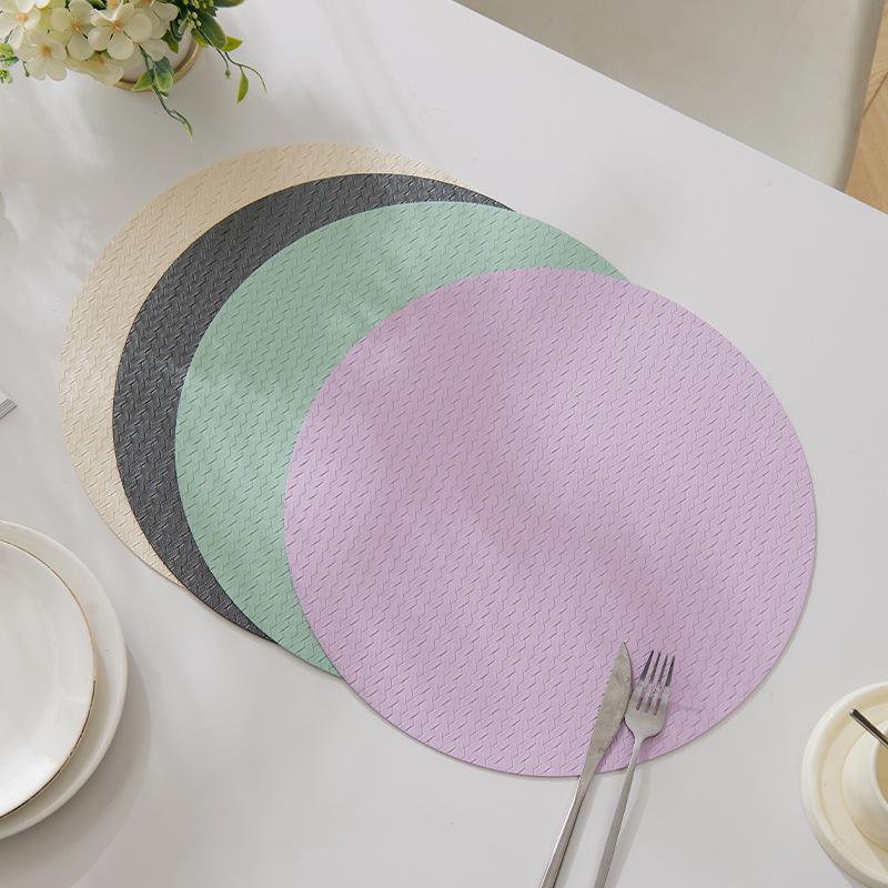 PVC Simple Wind Woven Leather Placemat Home Hotel Western Food Mat Anti-oil and Anti-fouling Mat Heat Insulation Mat Anti-scalding Mat