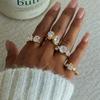 Uworld Classic MInimalist 18k Gold Color Plated Droplet Shaped Large White Zircon Rings Waterproof Stainless Steel Jewelry Gift